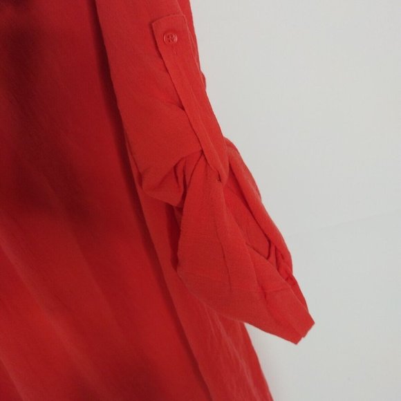 JOIE Womens Cuffed Collared Button Up Top Xs Red Cotton - Picture 8 of 10